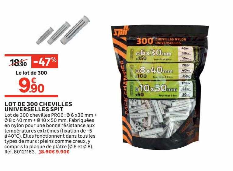 lot de 300 chevilles universelles spit