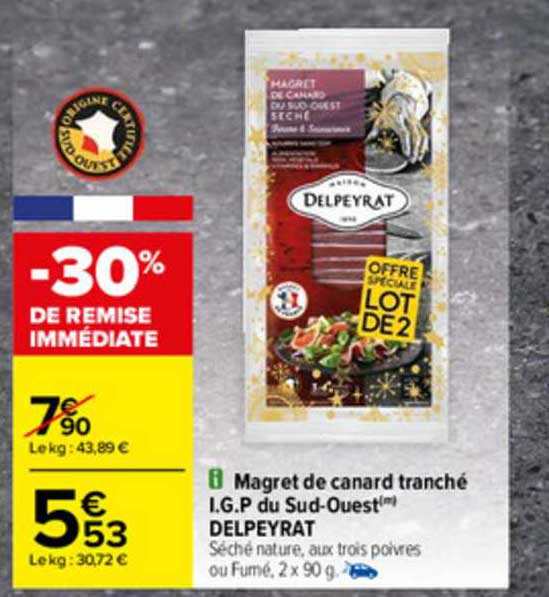 magret de canard tranché i.g.p. du sud-ouest delpeyrat