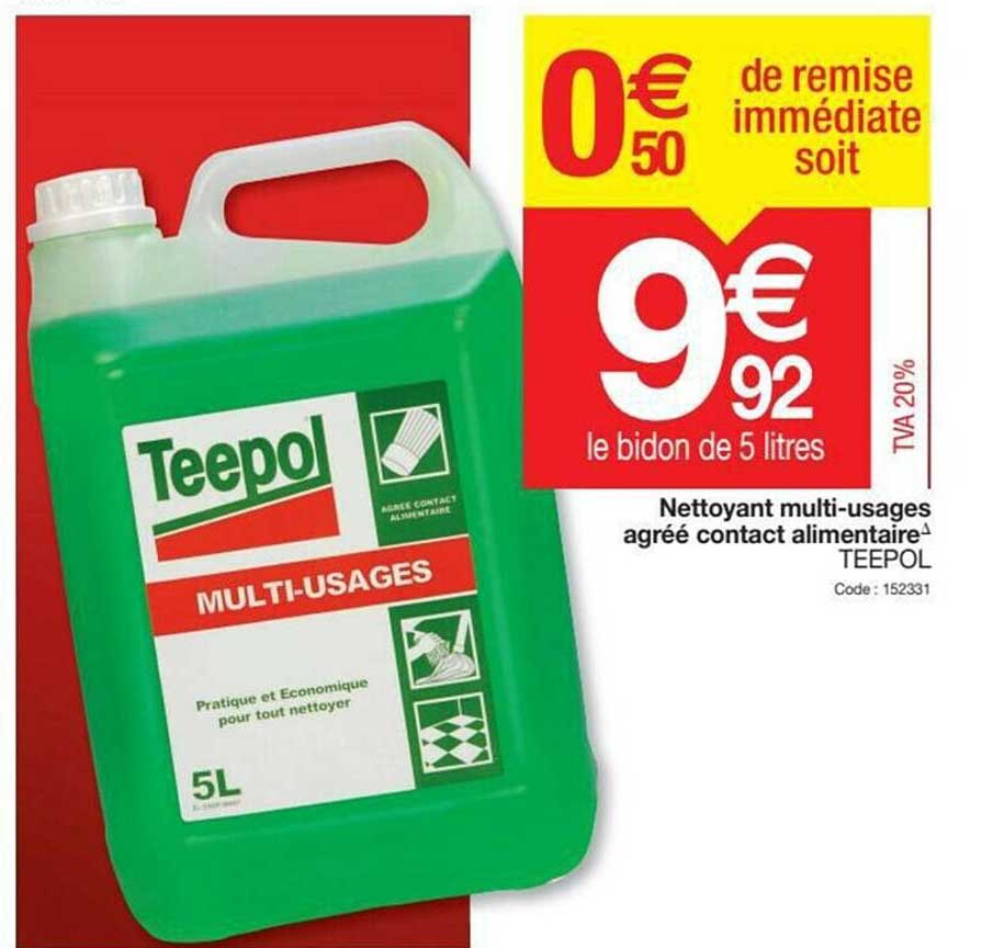 nettoyant multi-usages agrée contact alimentaire teepol