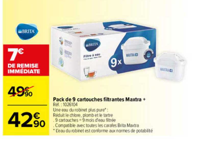 pack de 9 cartouches filtrantes maxtra + brita