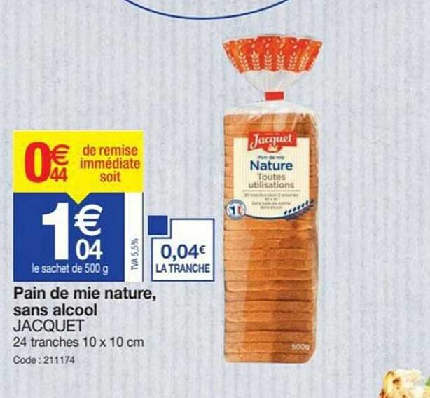 Pain De Mie Nature, Sans Alcool Jacquet