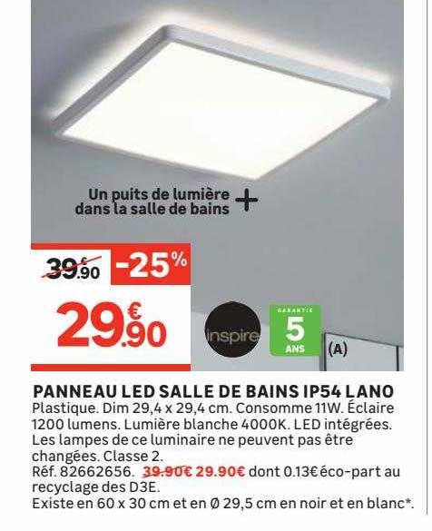 panneau led salle de bains ip54 lano