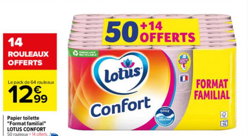 papier toilette "format familial" lotus confort