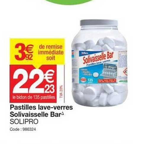 pastilles lave-verres solivaisselle bar solipro