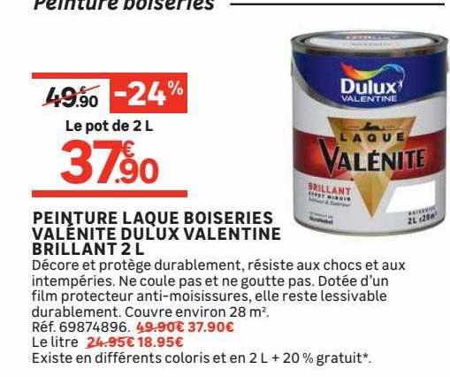 peinture laque boiseries valénite dulux valentine brillant 2l
