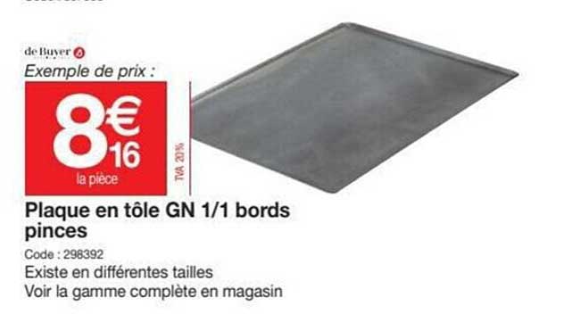 plaque en tôle gn 1-1 bords pinces