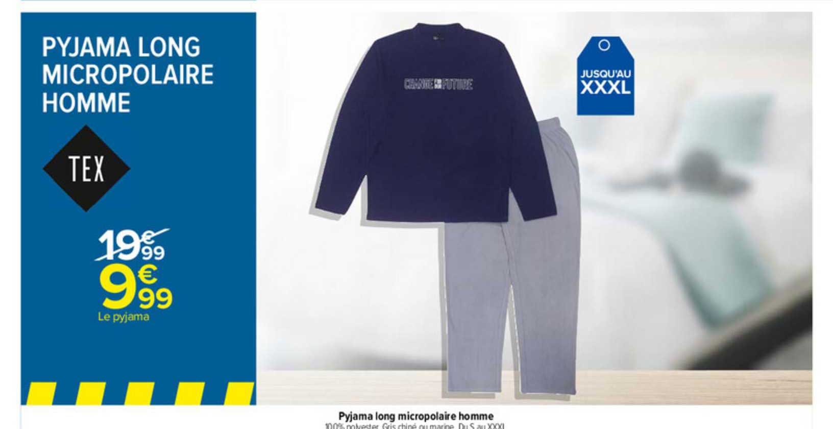 pyjama long micropolaire homme tex
