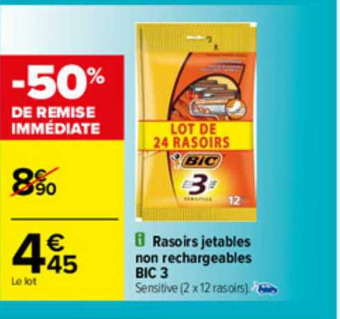 rasoirs jetables non rechargeables bic 3