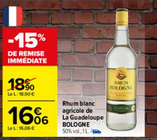 Rhum Blanc Agricole De La Guaeloupe Bologne