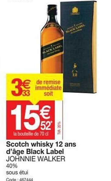 scotch whisky 12 ans d'âge black label johnnie walker