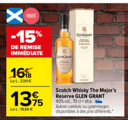 scotch whisky the major's reserve glen grant