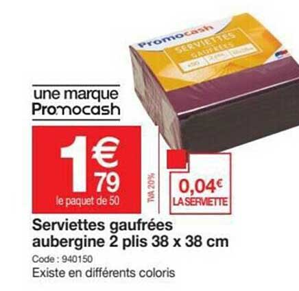 serviettes gaufrées aubergine 2 plis 38 x 38 cm