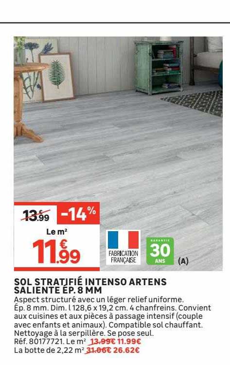 sol stratifié intenso artens saliente ép. 8 mm