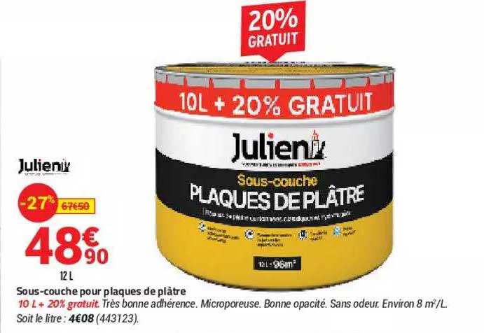 sous-couche pour plaques de plâtre julien