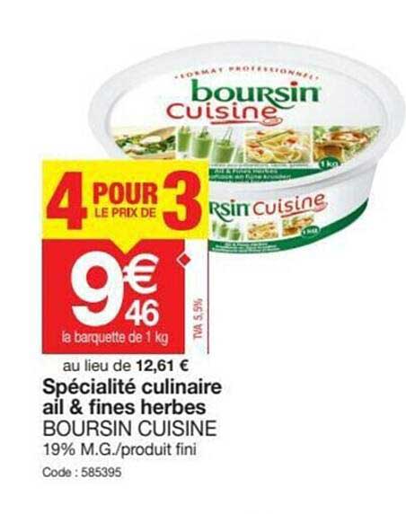 spécialité culinaire ail & fines herbes boursin cuisine
