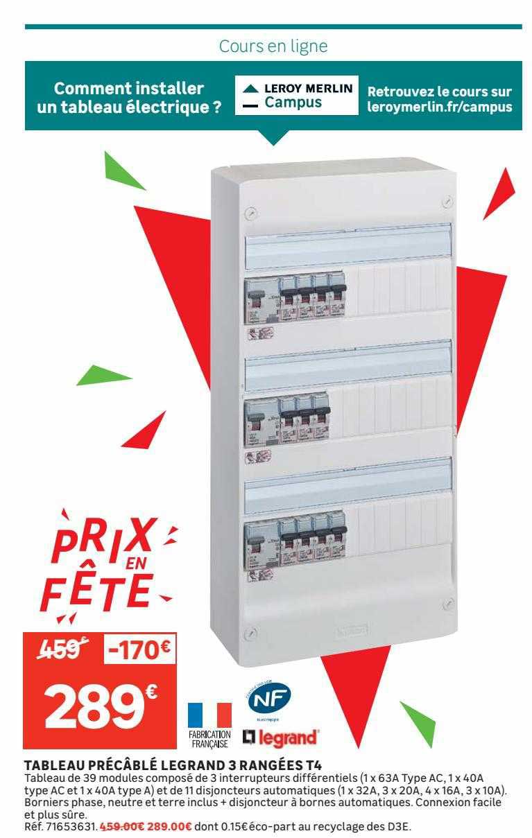 Tableau Précâblé Legrand 3 Rangées T4