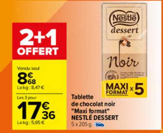 tablette de chocolat noir "maxi format" nestlé dessert