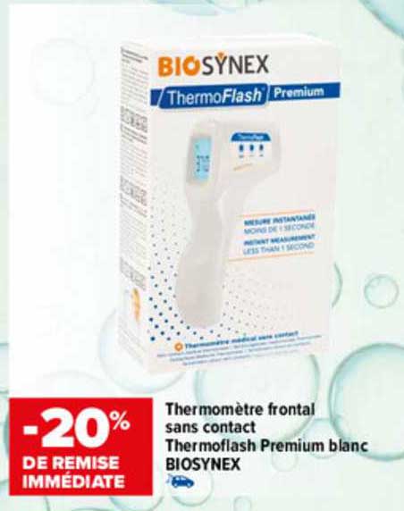 thermomètre frontal sans contact thermoflash premium blanc biosynex