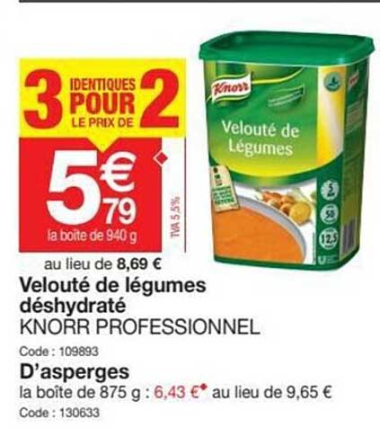 velouté de légumes déshydraté knorr prefessionnel, d'asperges