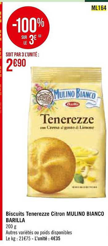 biscuits tenerezze citron mulino bianco barilla