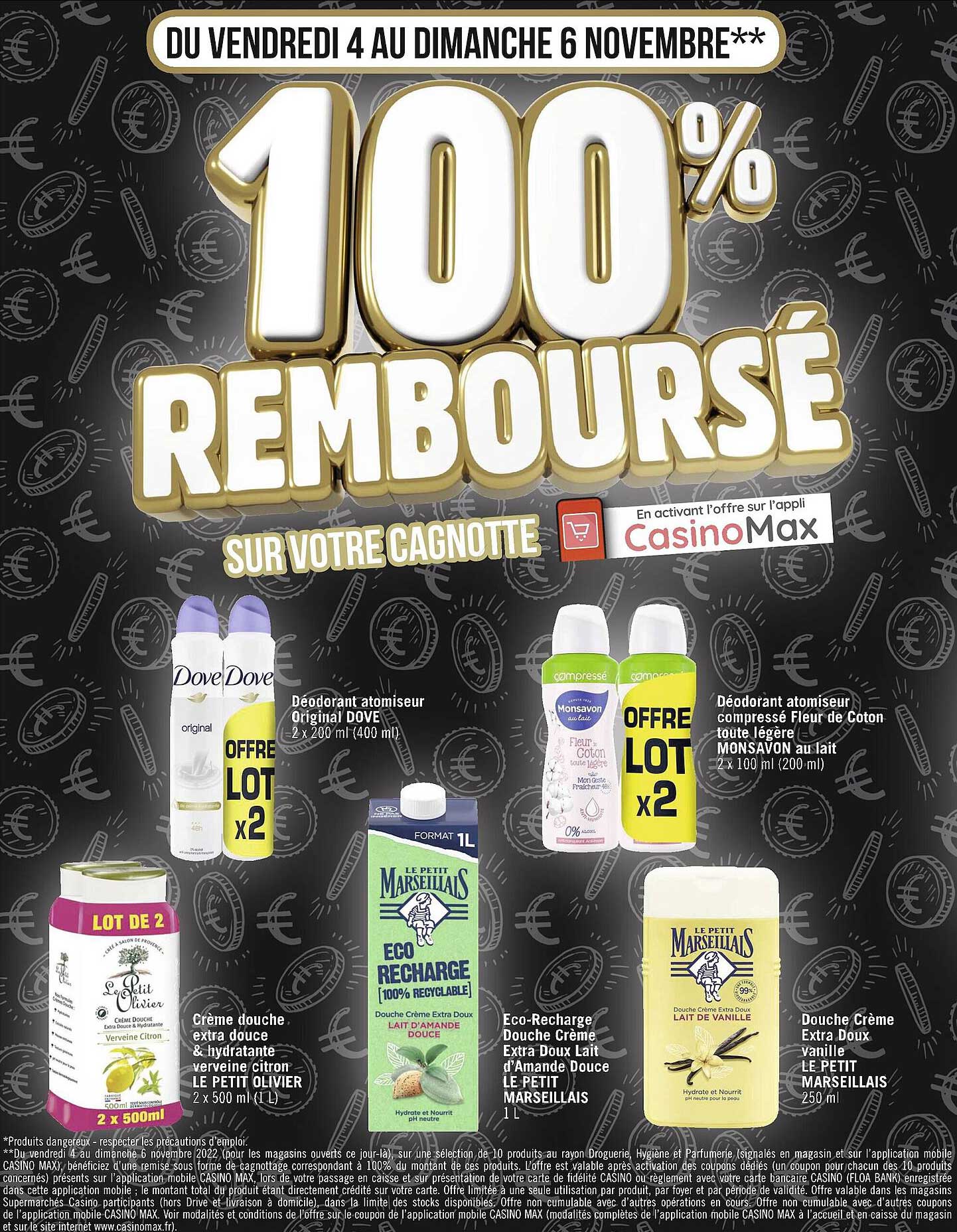 déodorant atomiseur original dove, déodorant atomiseur compressé fleur de coton toute légère monsavon au lait, crème douche extra douce & hydratante verveine citron le petit olivier