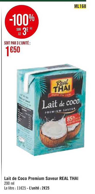 lait de coco premium saveur real thaï