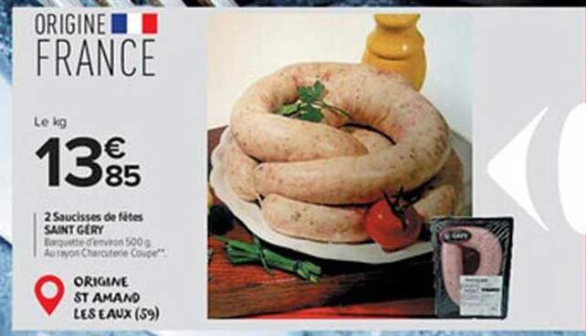 2 saucisses de fêtes saint géry