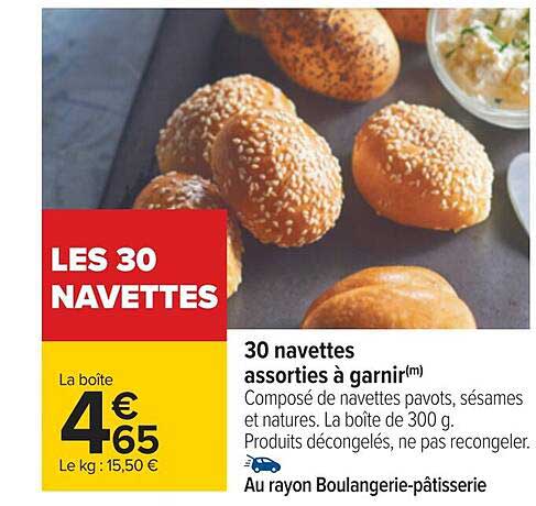 30 navettes assorties à garnir