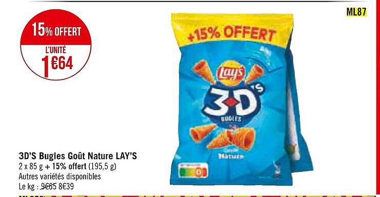 3d's Bugles Goût Nature Lay's