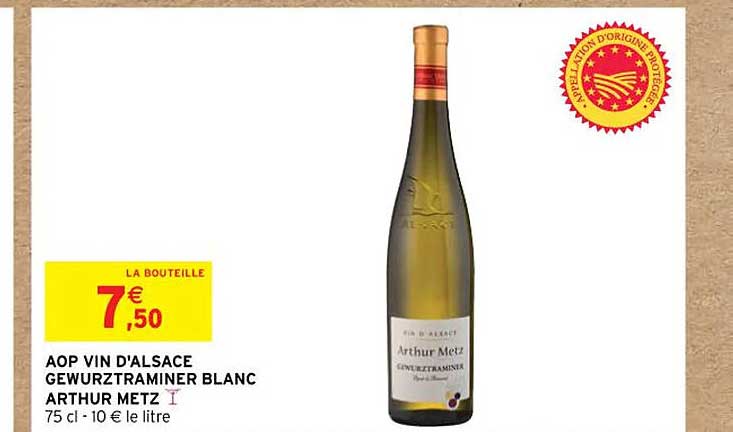 aop vin d'alsace gewurztraminer blanc arthur metz