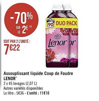 assouplissant liquide coup de foudre lenor