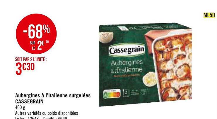 aubergines à l'italienne surgelées cassegrain