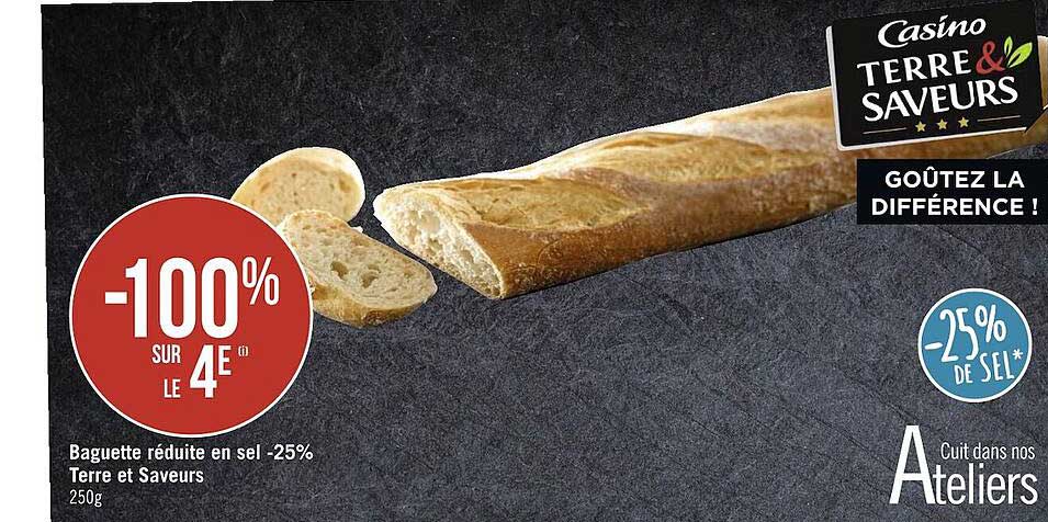 baguette réduite en sel -25% terre et saveurs