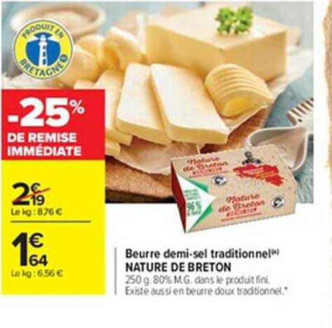 beurre demi-sel traditionnel nature de breton