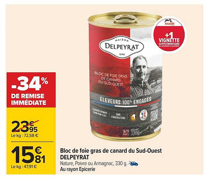 Bloc De Foie Gras De Canard Du Sud-ouest Delpeyrat
