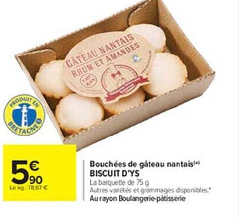 bouchées de gâteau nantais biscuit d'ys