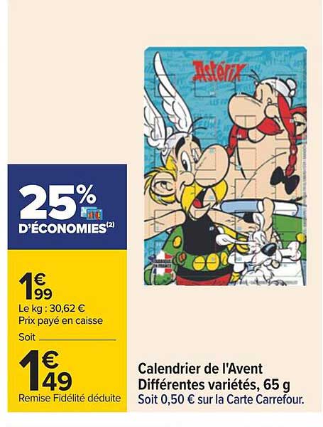 calendrier de l'avent différentes variétés, 65 g