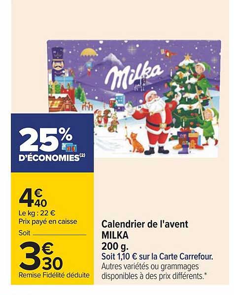 calendrier de l'avent milka 200 g