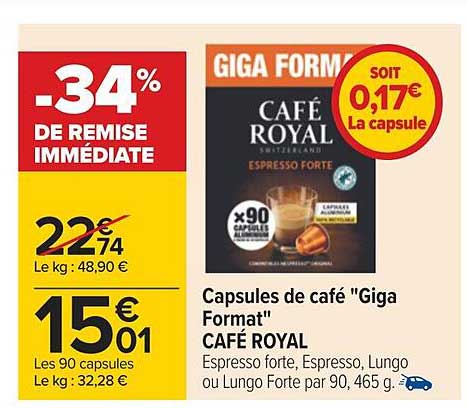 capsules de café "giga format" café royal