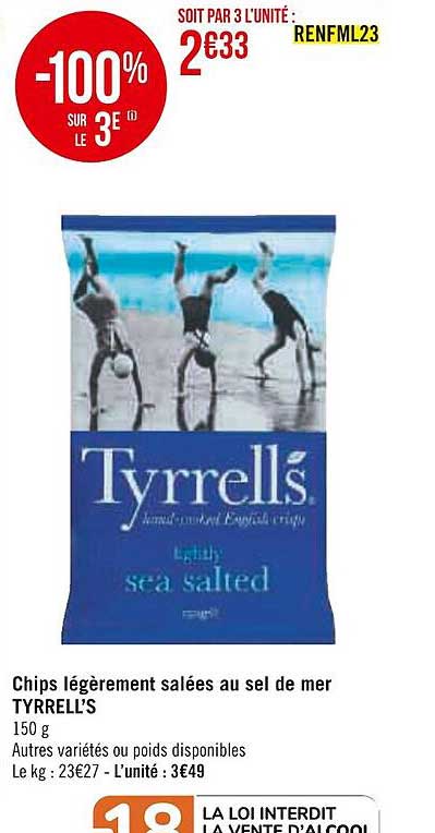 chips légèrement salées au sel de mer tyrrell's