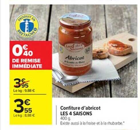 confiture d'abricot les 4 saisons