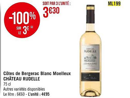 côtes de bergerac blanc moelleux château rudelle