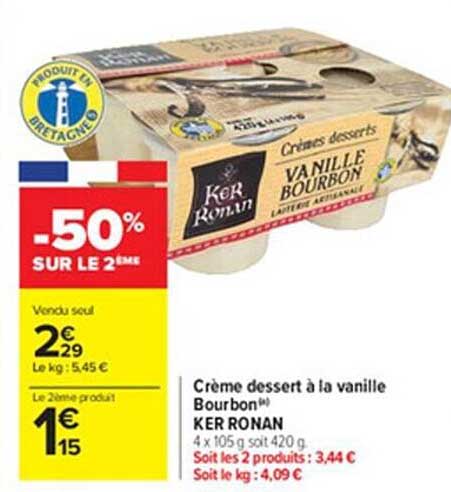 crème dessert à la vanille bourbon ker ronan