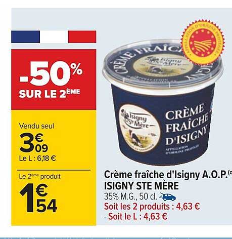 crème fraîche d'isigny a.o.p. isigny ste mère