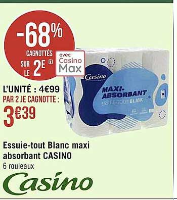 essuie-tout blanc maxi absorbant casino