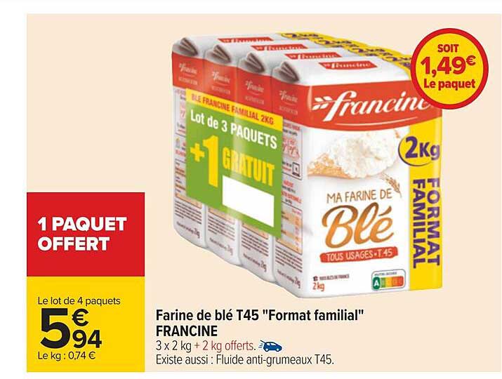 Farine De Blé T45 "format Familial" Francine