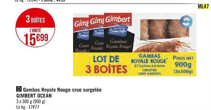 gambas royale rouge crue surgelée gimbert océan