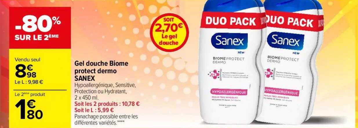 gel douche biome protect dermo sanex