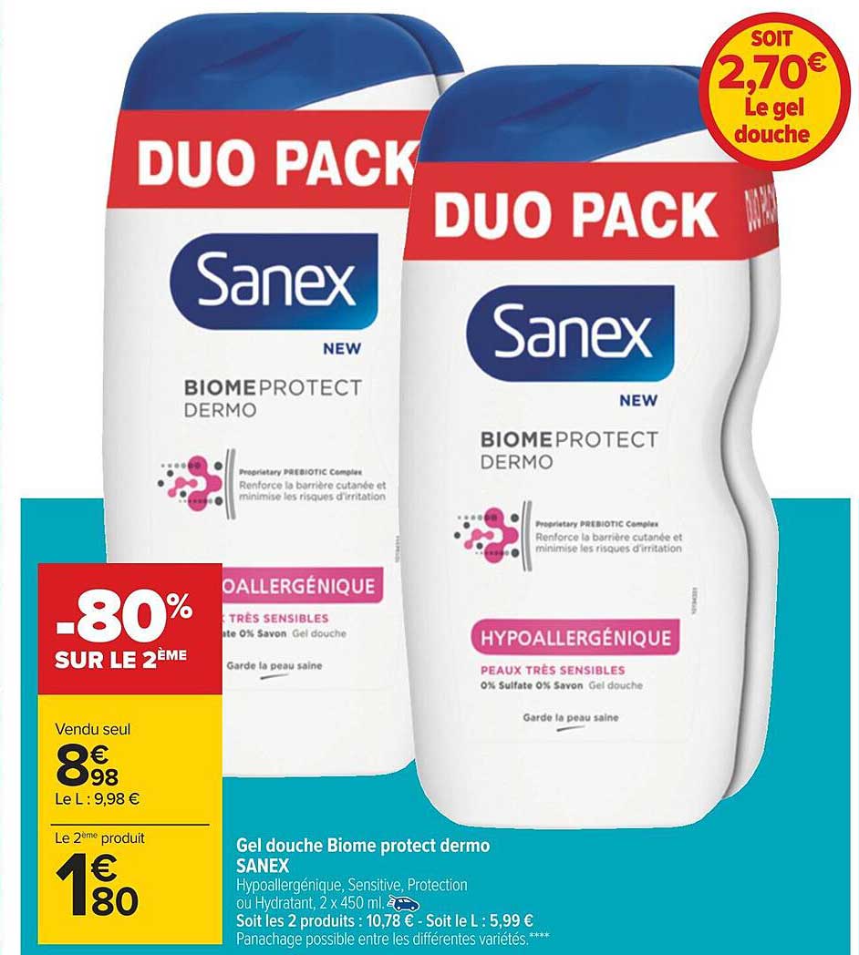 gel douche biome protect dermo sanex