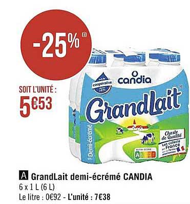grand lait demi-écrémé candia